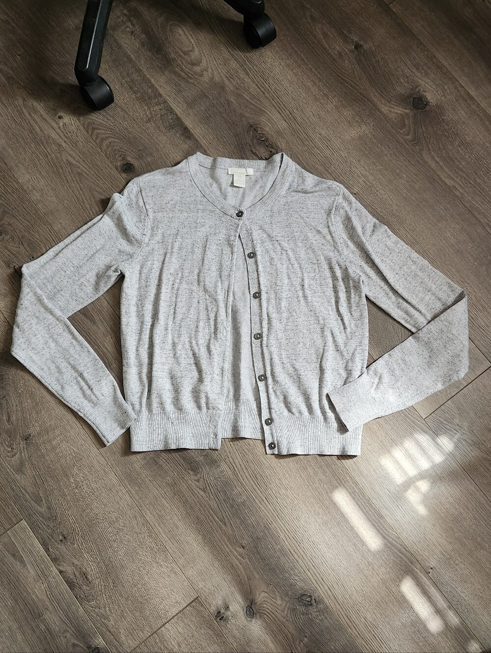 H&M Light Gray Crewneck Button-Front Cardigan